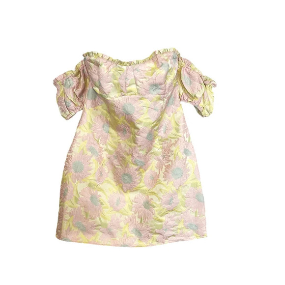 Lulu’s Banquet Invitation Yellow Floral Jacquard Off-the-Shoulder Dress … - Picture 3 of 7